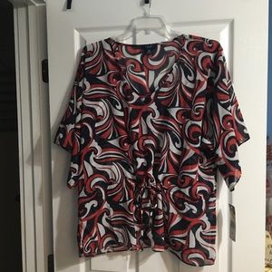 Chaps Women’s Red, White and Blue Blouse - 2X